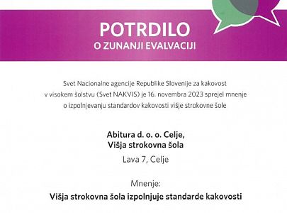 Podeljena prva potrdila za kakovost v višjem šolstvu